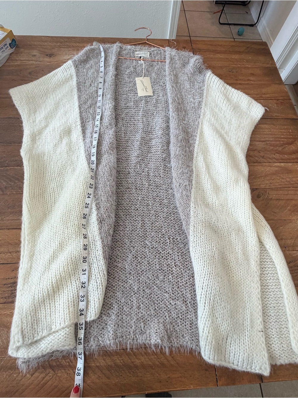 Universal Thread Two-Tone Open Knit Cardigan - Cream & Gray - Picture 4 of 5